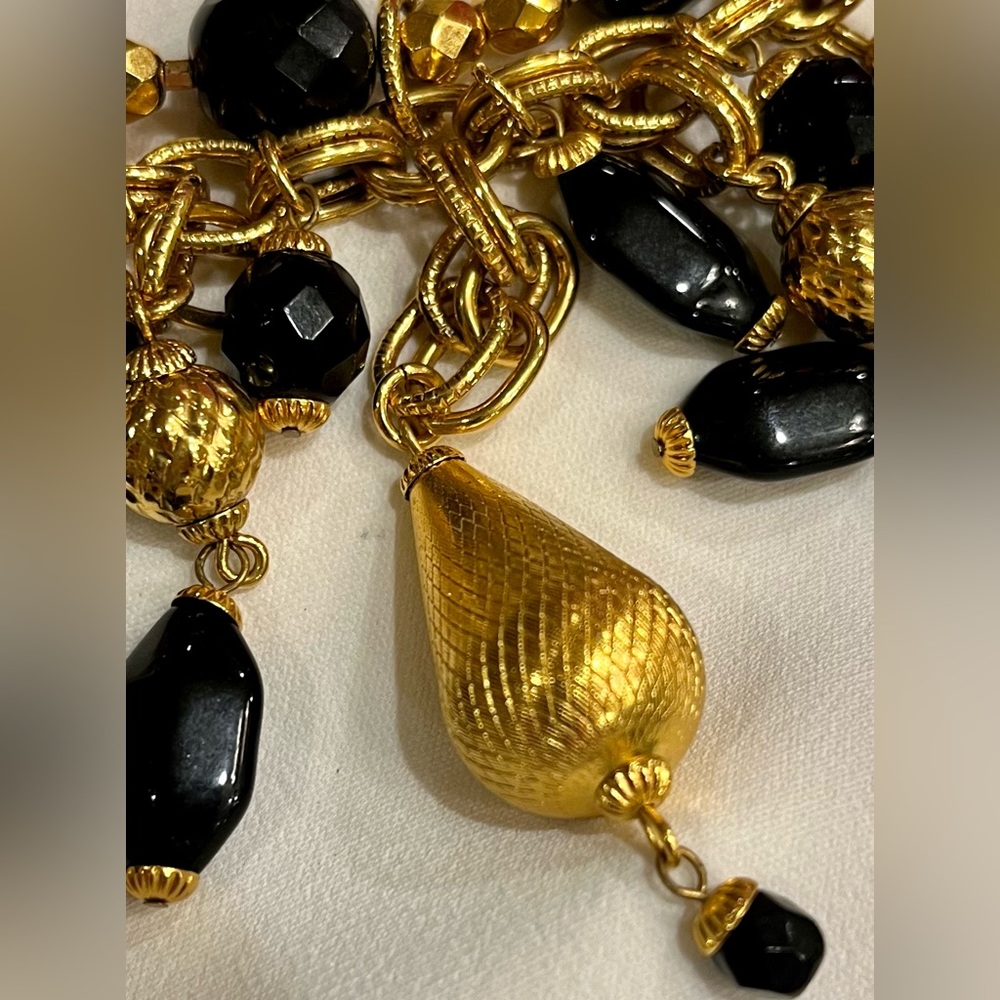 Vintage Signature Barrera Black and Gold Princess Necklace - Picture 8 of 16